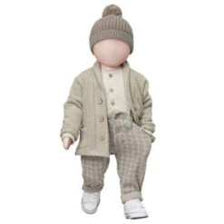 1+ In The FamilyKids 1+ In The Family Baby And Child Hendrick Pants With Suspenders - Taupe Checks