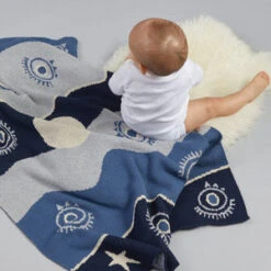 Moon Babe Blanketskids Moon Babe Blankets All Eyes Blanket - Night