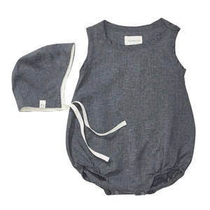 BacabucheKids Bacabuche Two Piece Set Bubble Romper And Bonnet - Charcoal