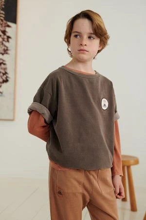 Weekend House KidsKids Weekend House Kids Gondolier Short Sleeve Sweatshirt - Dark Brown - Image 2