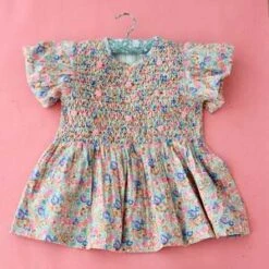 BonjourKids Bonjour Hand Smocked Kid's Blouse - Blue Garden