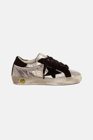 Golden GooseKid's Super Star Sneakers - Silver/Black Star - Image 2