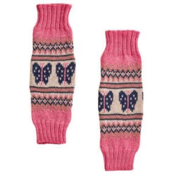 OeufKids Oeuf NYC Child Fairisle Legwarmers With Butterfly Motif - Rose Pink