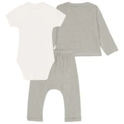 Petit BateauKids Petit Bateau Three Piece Set - Swamp Green Stripes