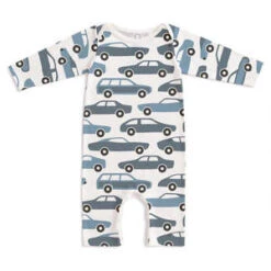 Winter Water FactoryKids Winter Water Factory Long-Sleeve Romper - Vintage Cars Blue