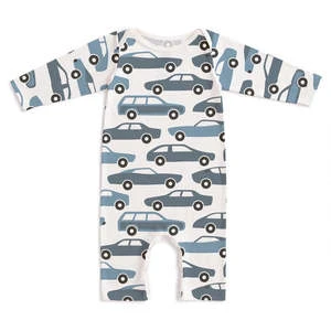 Winter Water FactoryKids Winter Water Factory Long-Sleeve Romper - Vintage Cars Blue