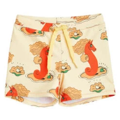 Mini RodiniKids Mini Rodini Child Unicorn Seahorse Swim Shorts - Orange