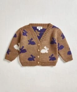 OeufKids Oeuf Motif Cardi - Camel/Bunny