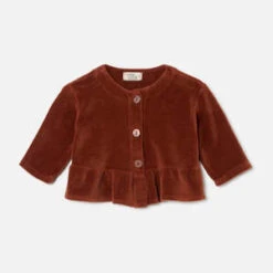 My Little CozmoKids My Little Cozmo Lydia Flounce Baby Jacket - Brown Velour