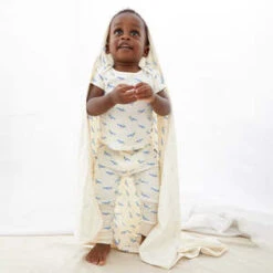 OeufKids Oeuf Gardenia Cream With Pigeon Print Blanket - Cream