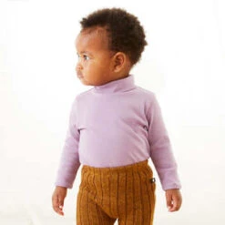 OeufKids Oeuf Child Ribbed Turtleneck T Shirt - Valerian Purple
