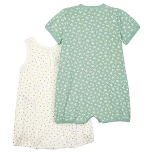 Petit BateauKids Petit Bateau Baby Set Of Two Rompers Mint Green And Cream - Multi - Image 4
