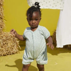 Petit BateauKids Petit Bateau Baby Set Of Two Rompers Mint Green And Cream - Multi