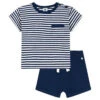 Petit BateauKids Petit Bateau Two Piece Shorts Set - Navy Blue Stripes