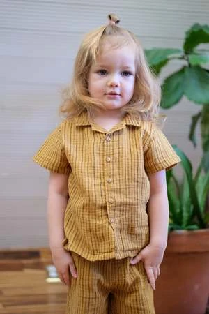 My Little CozmoRoman Organic Gauze Shirt - Mustard - Image 4