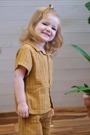My Little CozmoRoman Organic Gauze Shirt - Mustard - Image 3