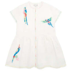 STELLA MCCARTNEYKids STELLA MCCARTNEY Child Dress - White With Parrots Embroidery